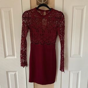 Burgundy Lace Top Dress